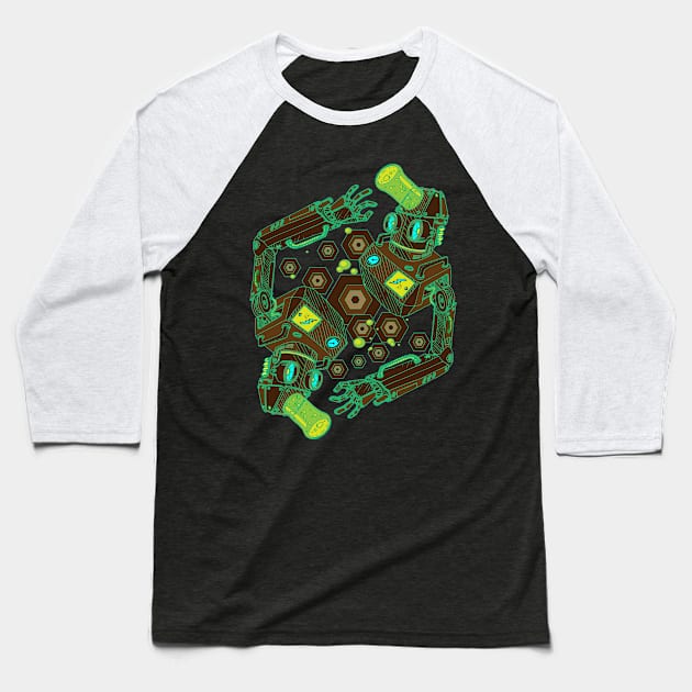 Bottle Head Robots Baseball T-Shirt by chaitanyak